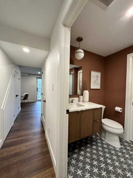 Basement bathroom and home office