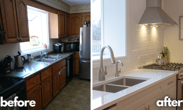 Before and after of a kitchen renovation